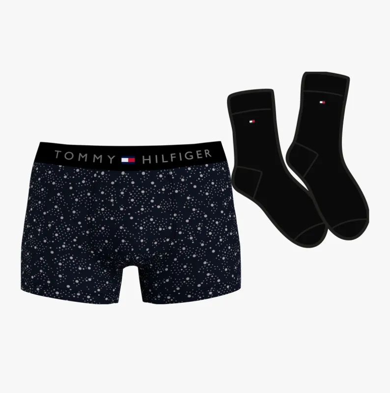 Tommy Hilfiger TRUNK PRINT & SOCK SET GOLD Mens Gift Sets Constellation Dots/Black sold by House of Slippers