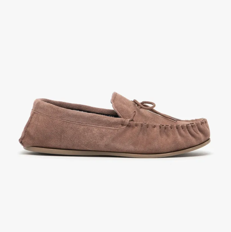 Mokkers BRUCE Mens Moccasin Slippers Taupe sold by House of Slippers