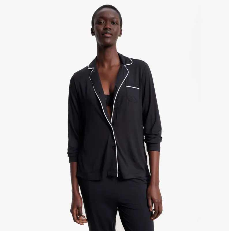 Tommy Hilfiger MODAL SHIRT PIPPING Womens Top Black made by Tommy Hilfiger