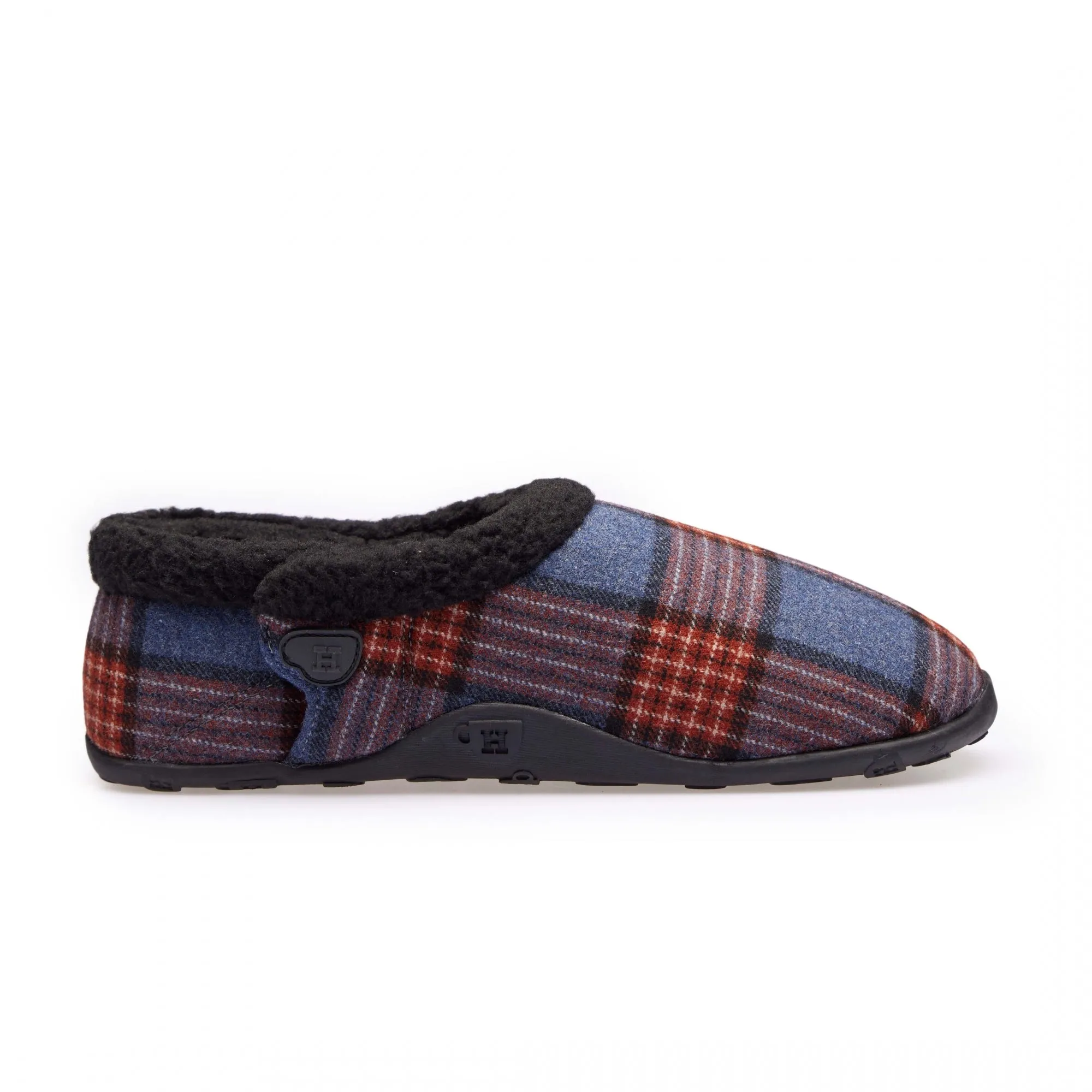 EDWARD Mens Full Slippers Blue Multi Check sold by House of Slippers
