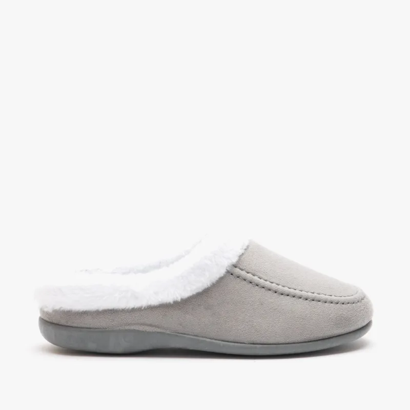 HOS Comfort AVRIL Womens Mule Slippers Grey sold by House of Slippers
