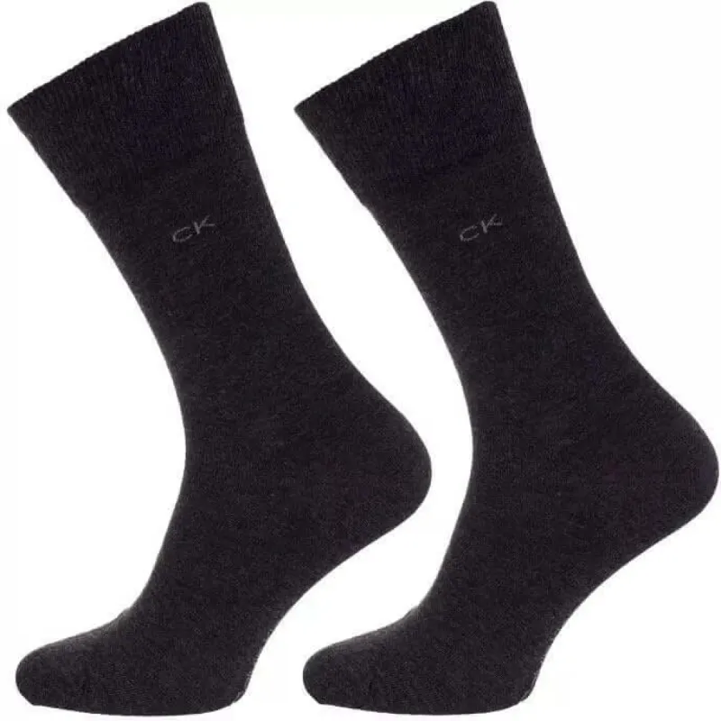 Calvin Klein 2 Pack Mens Crew Classic Socks Grey sold by House of Slippers