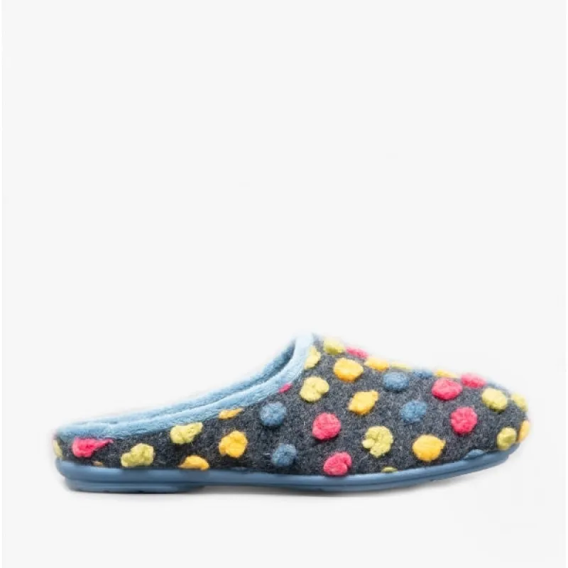 Sleepers AMY Womens Mule Slippers Blue sold by House of Slippers