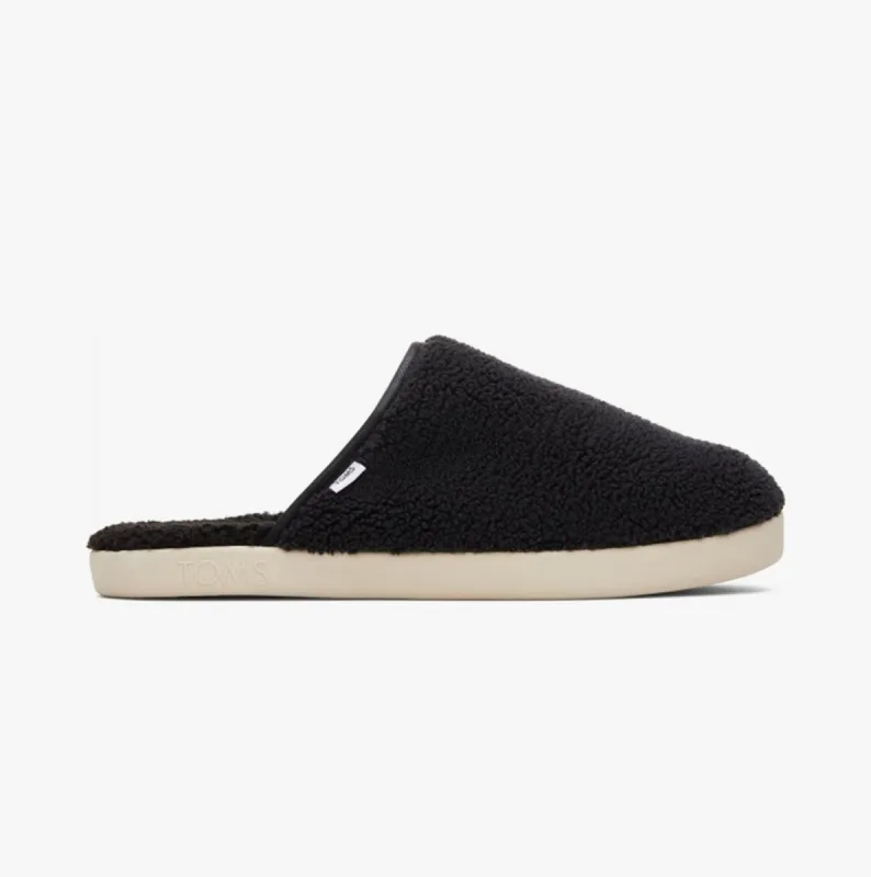 TOMS HARBOR FELT Mens Mule Slippers Black/White sold by House of Slippers