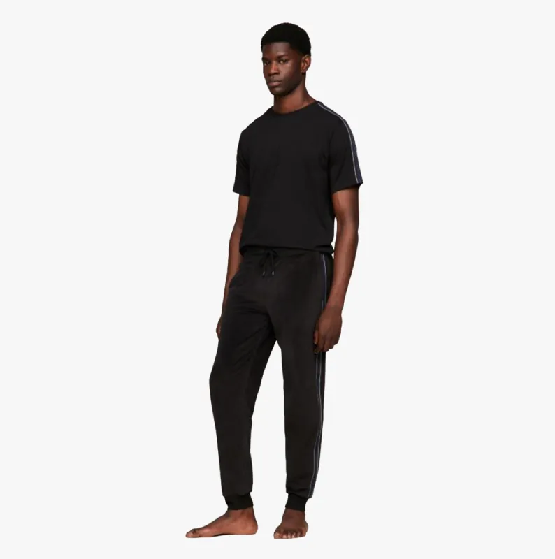 Tommy Hilfiger TH ESTABLISHED Mens Ribbed Velour Lounge Joggers Black made by Tommy Hilfiger