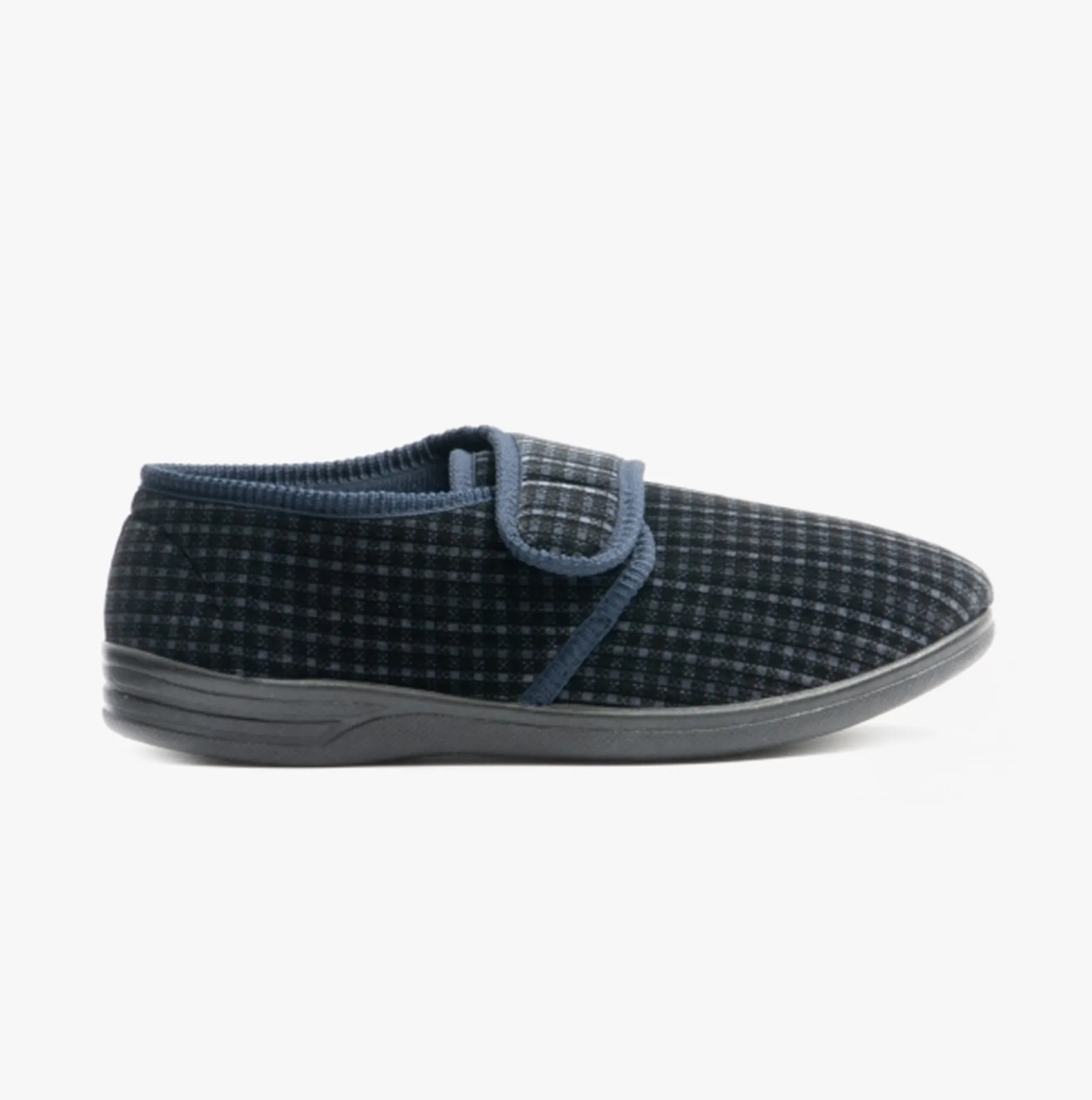Jo & Joe DAVID Mens Touch Fasten Slippers Navy sold by House of Slippers