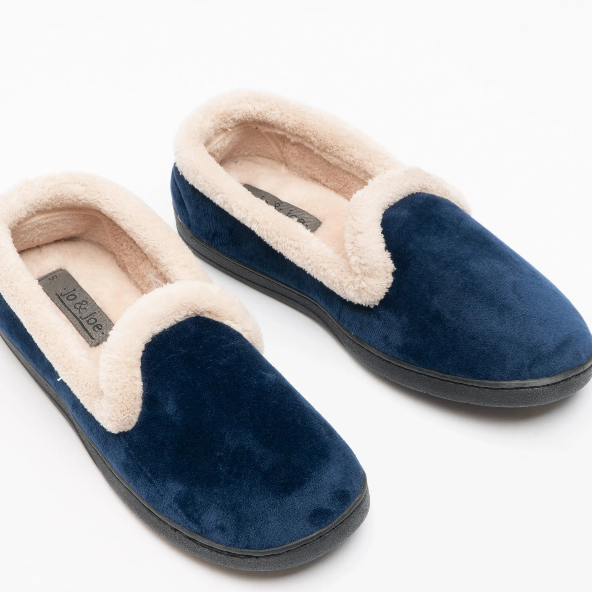 Jo & Joe CASHMERE Womens Velour Full Slippers Navy sold by House of Slippers product image thumbnail 3