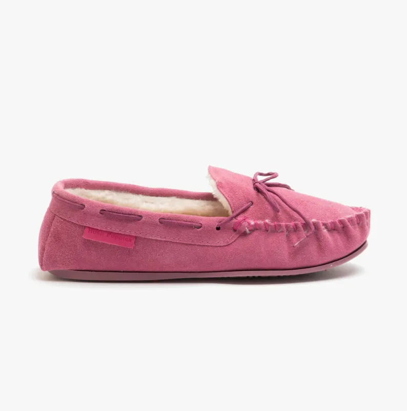 Hush Puppies ALLIE Womens Suede Moccasin Slippers Rose sold by House of Slippers