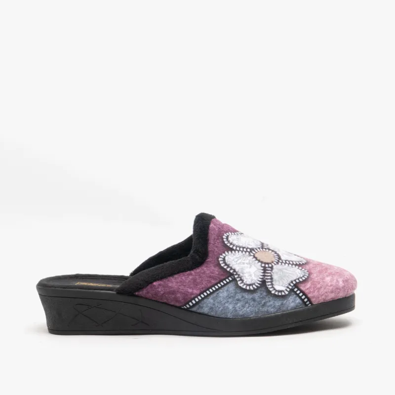 Sleepers KIMBERLY Womens Mule Slippers Black Multi made by Sleepers