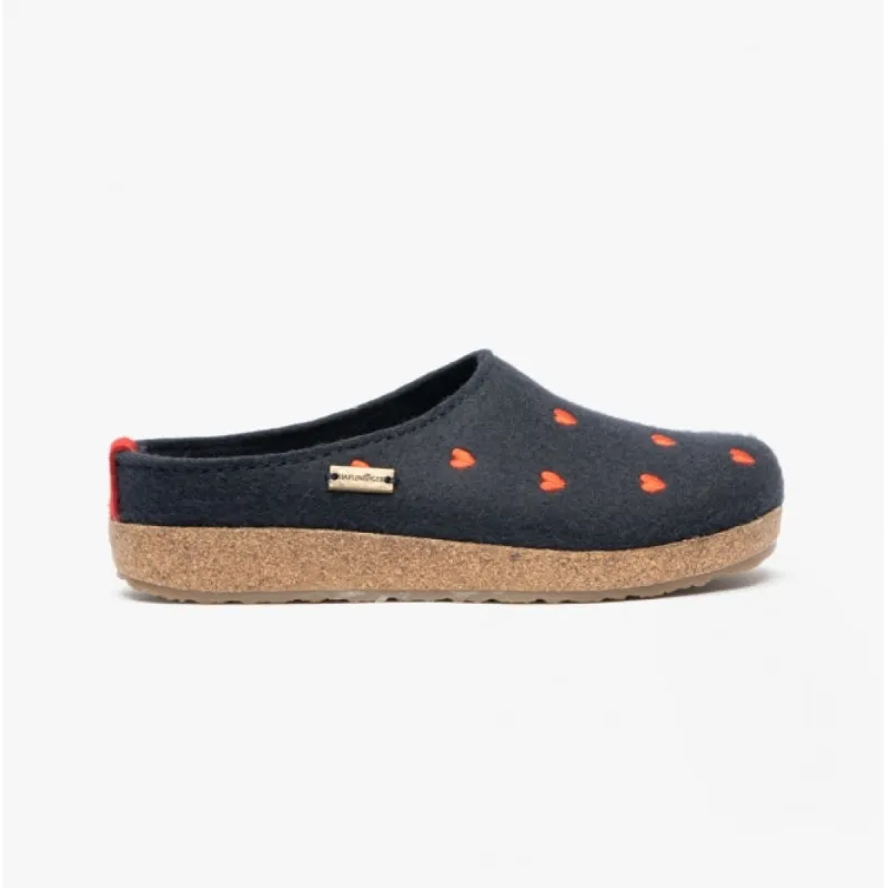 Haflinger CUORICINI Womens Slippers Navy sold by House of Slippers