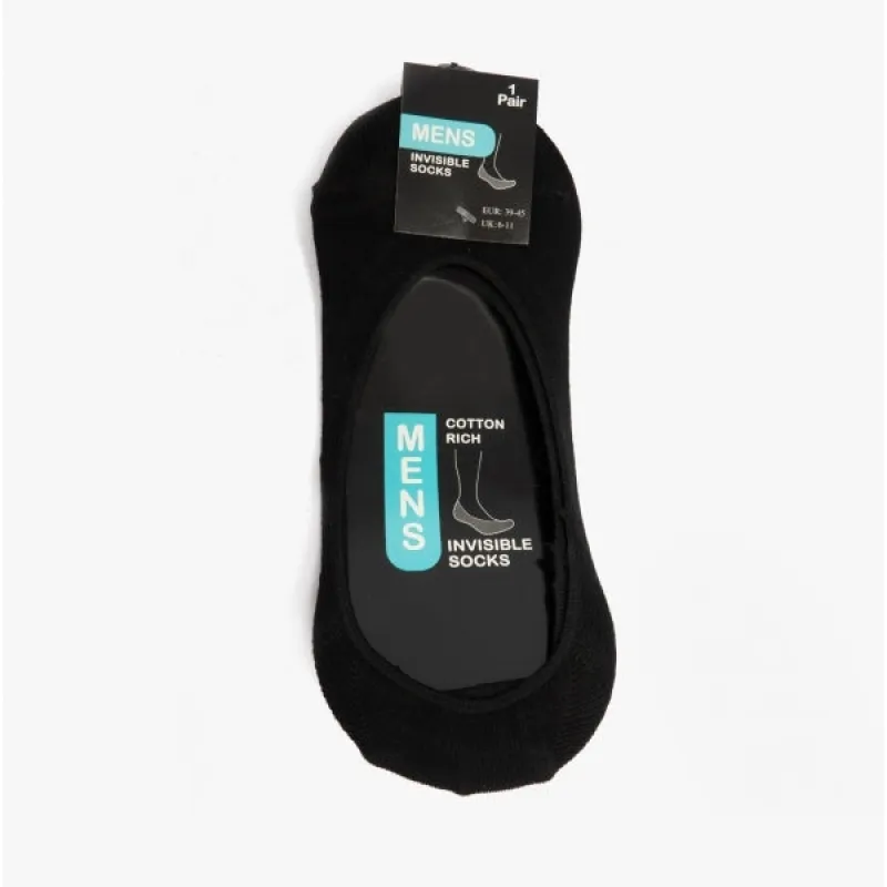 Shuperb Mens Cotton Rich Invisible No-Show Socks Black made by Shuperb