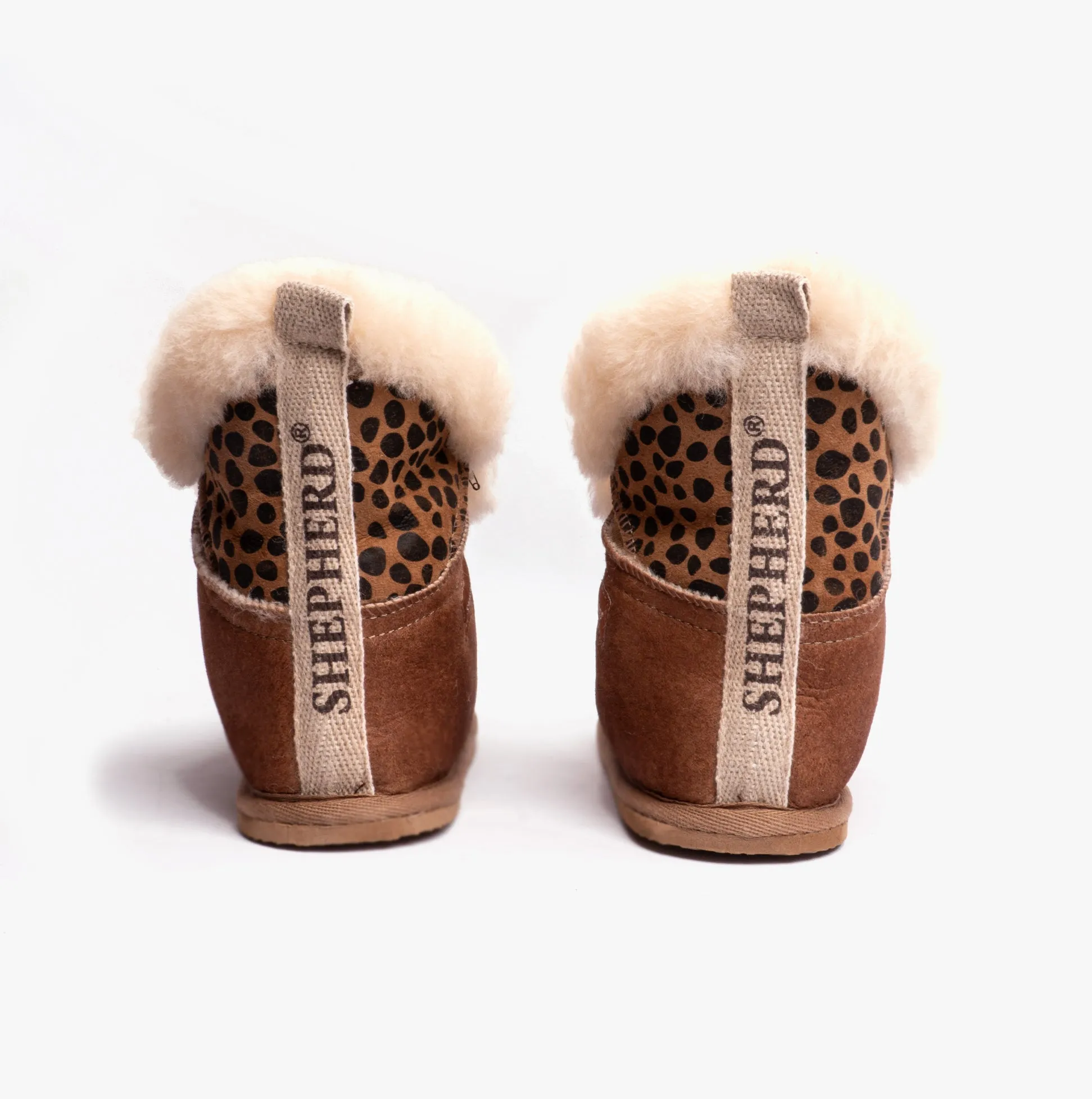 Shepherd BELLA Womens Sheepskin Slipper Boots Antique/Cognac/Leopard sold by House of Slippers product image thumbnail 5