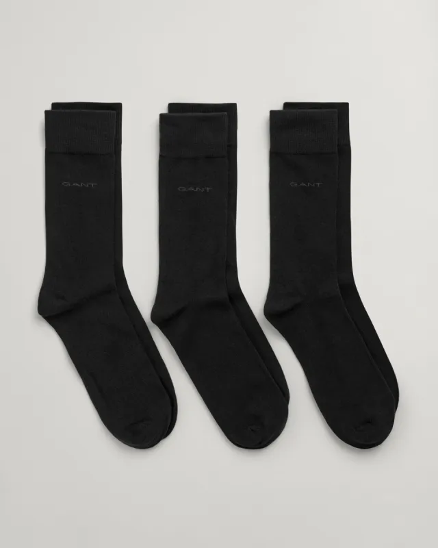 GANT Mens 3 Pack Soft Cotton Socks Black made by Gant