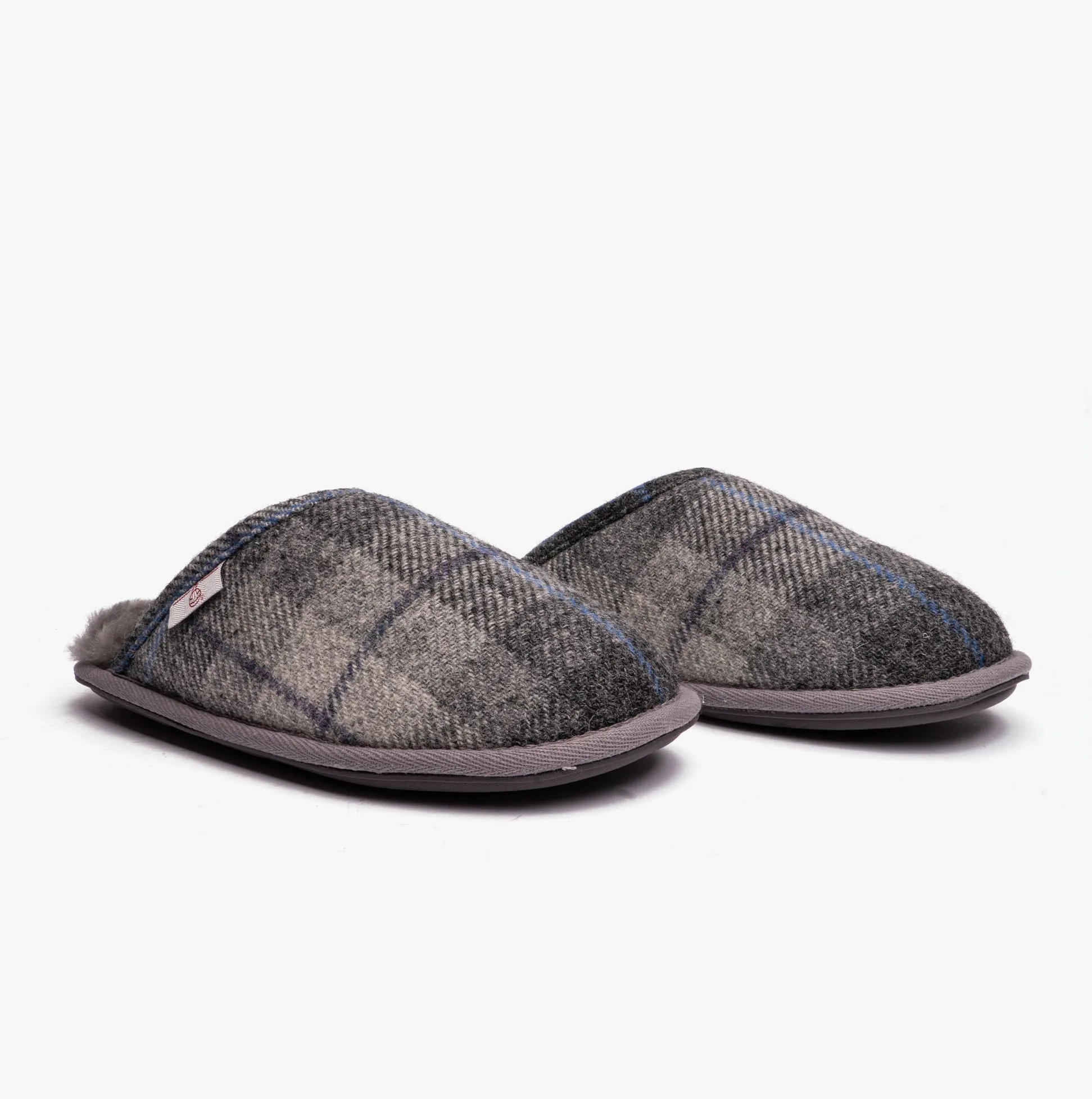 WILLIAM Mens Mule Slippers Grey/Charcoal Check sold by House of Slippers product image thumbnail 3