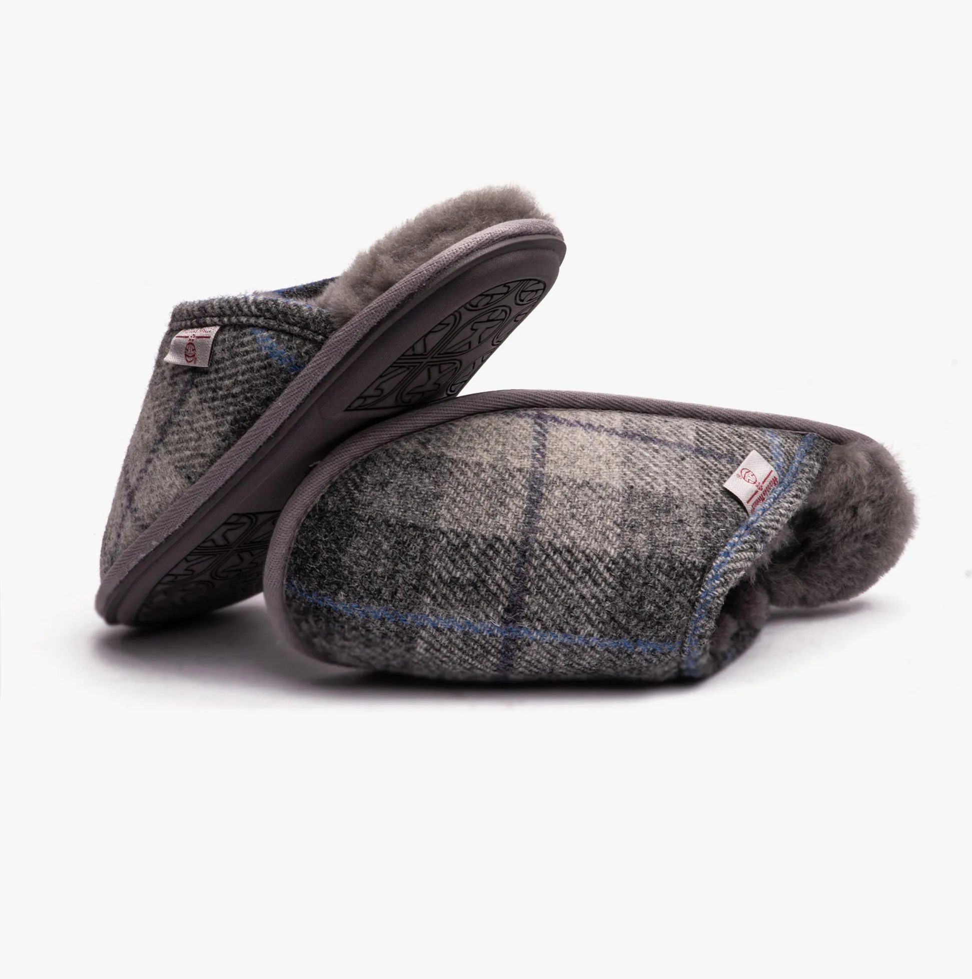 WILLIAM Mens Mule Slippers Grey/Charcoal Check sold by House of Slippers product image thumbnail 5