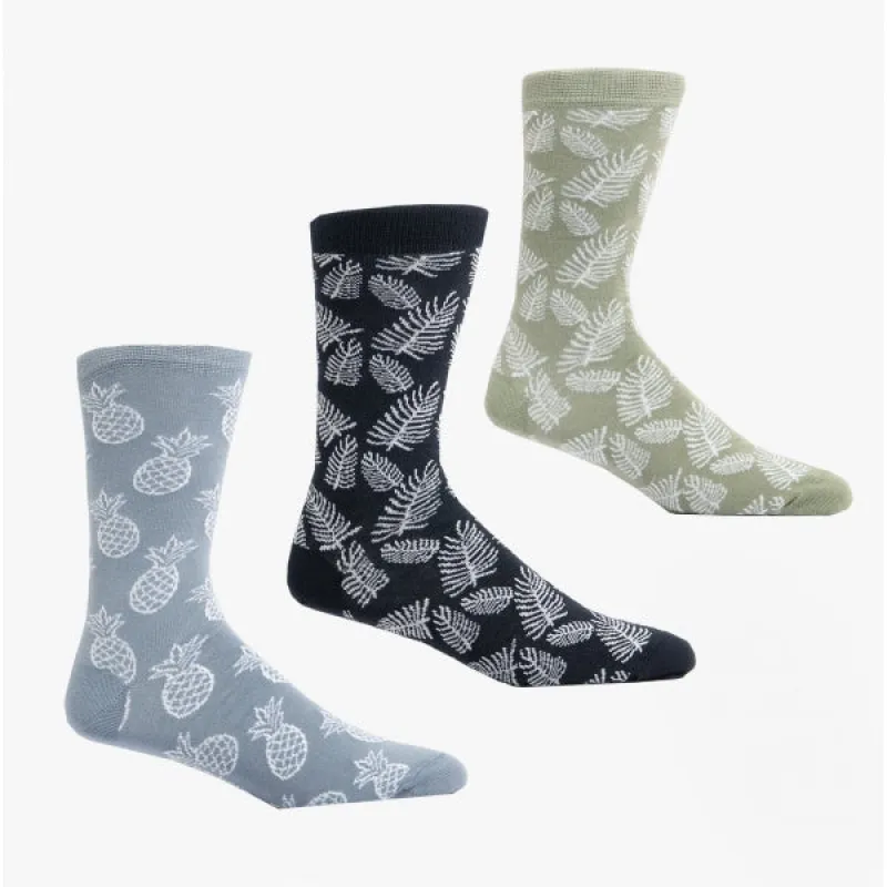TROPICAL SOCK SET Mens 3 Pack Socks Gift Set Blue Mix sold by House of Slippers