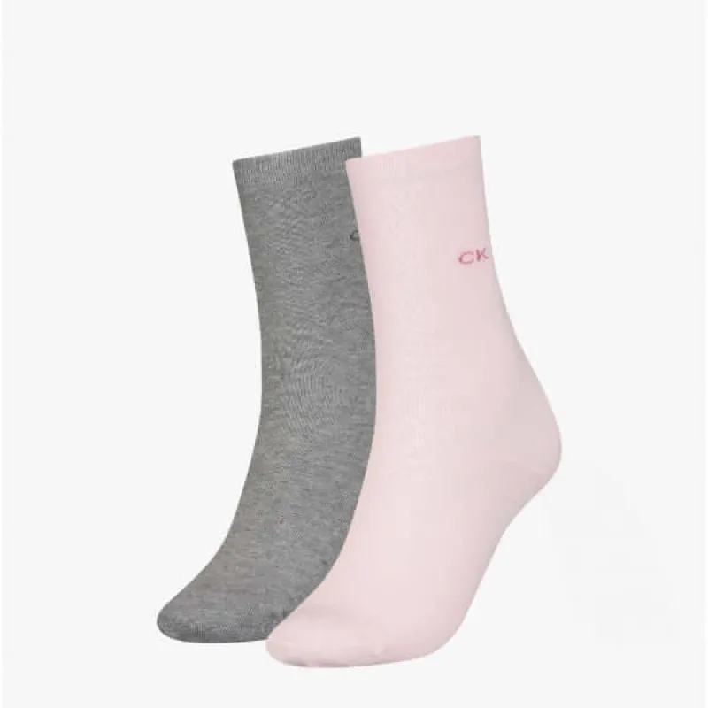 Calvin Klein 2 Pack Womens Crew Socks Pink Combo sold by House of Slippers