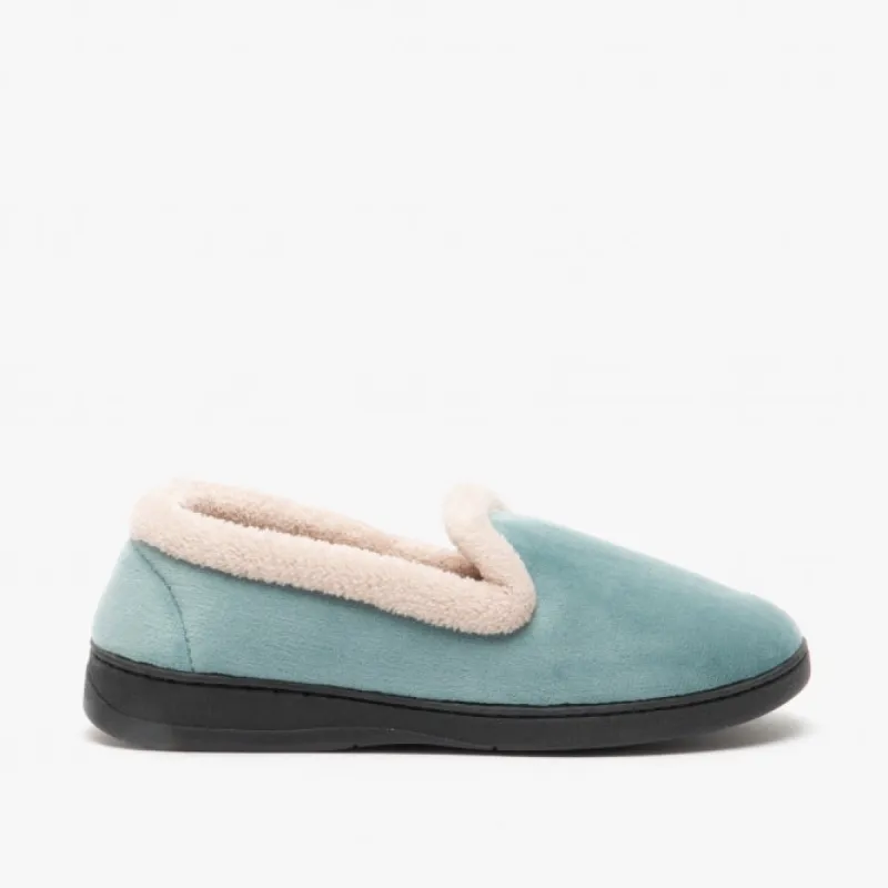 Jo & Joe CASHMERE Womens Full Slippers Teal made by House of Slippers