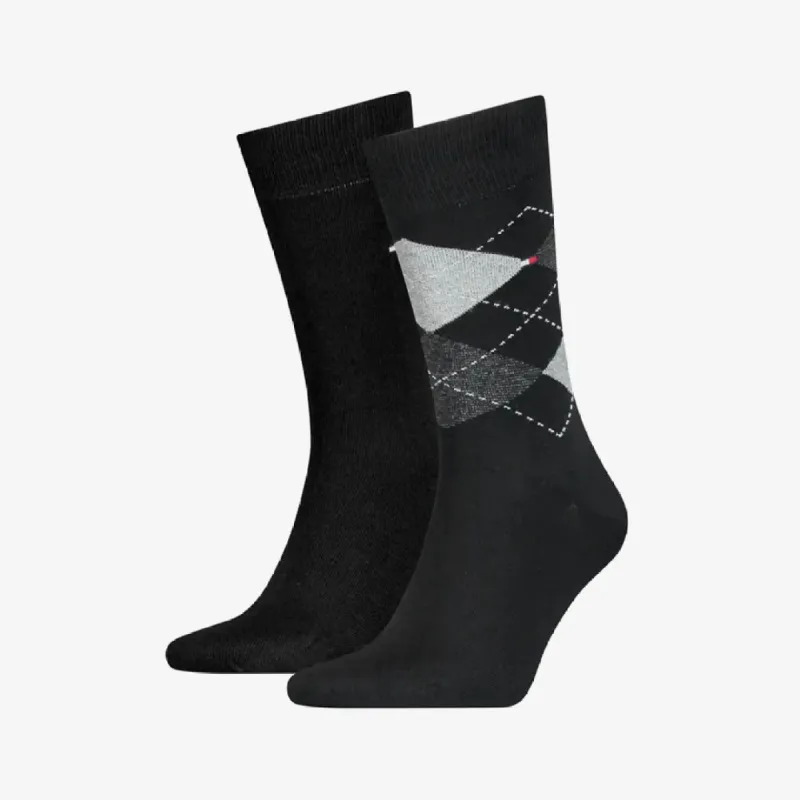 Tommy Hilfiger 2 Pack Mens Crew Checked Socks Black made by Tommy Hilfiger