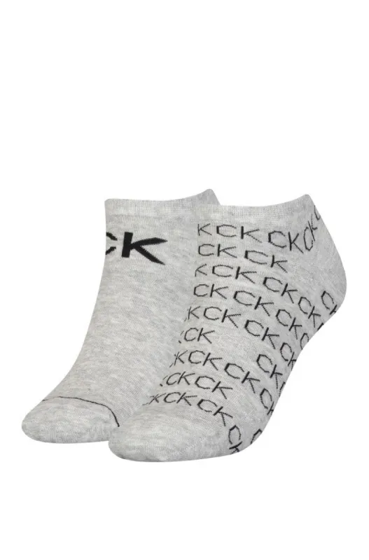 Calvin Klein 2 Pack Womens Logo Print Socks Grey made by Calvin Klein