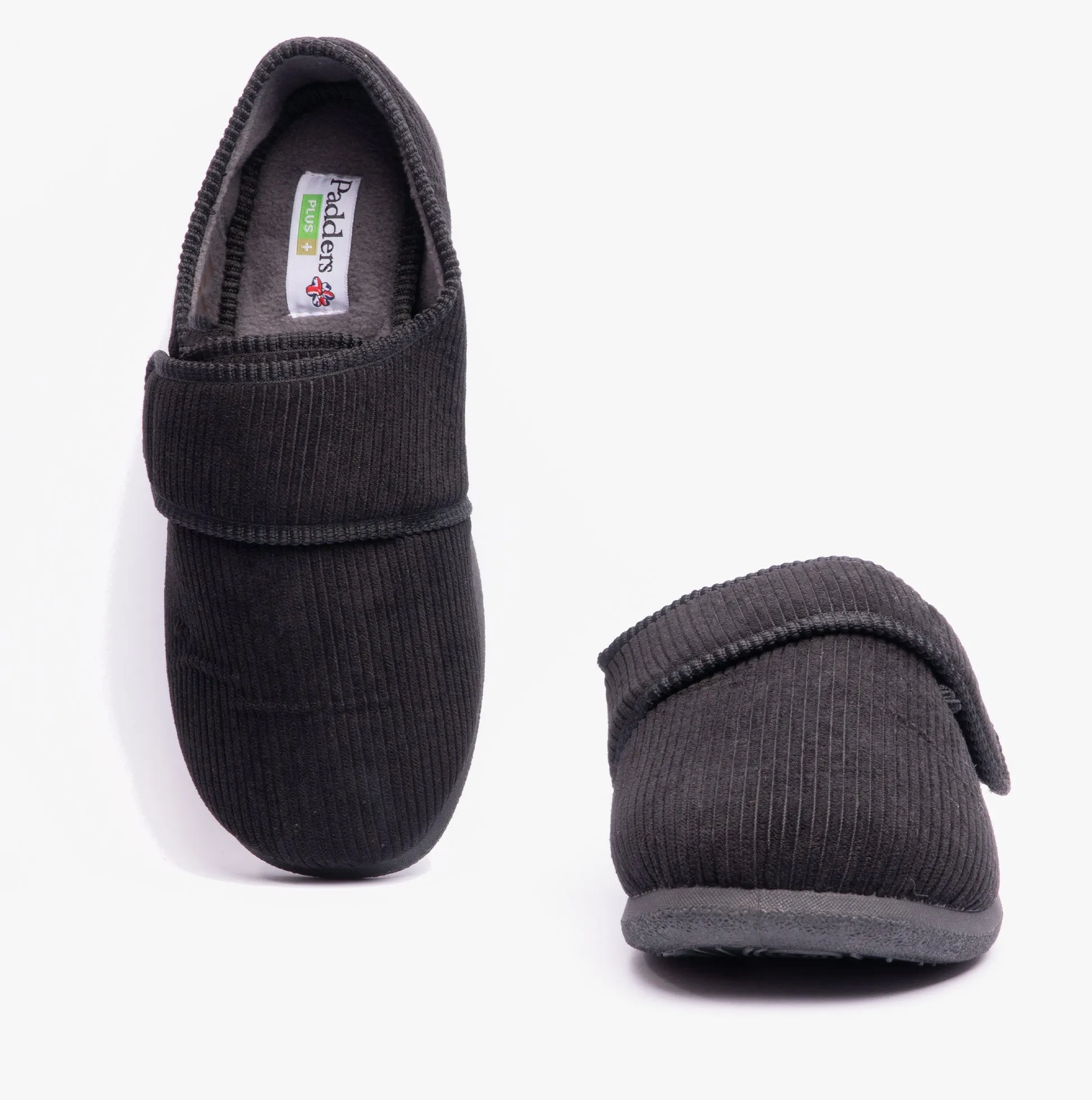 Padders OLIVER Mens Super Wide Touch Fasten Full Slippers Black sold by House of Slippers product image thumbnail 4