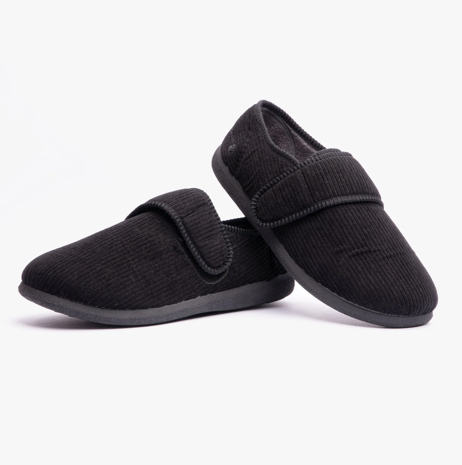 Padders OLIVER Mens Super Wide Touch Fasten Full Slippers Black sold by House of Slippers product image thumbnail 3