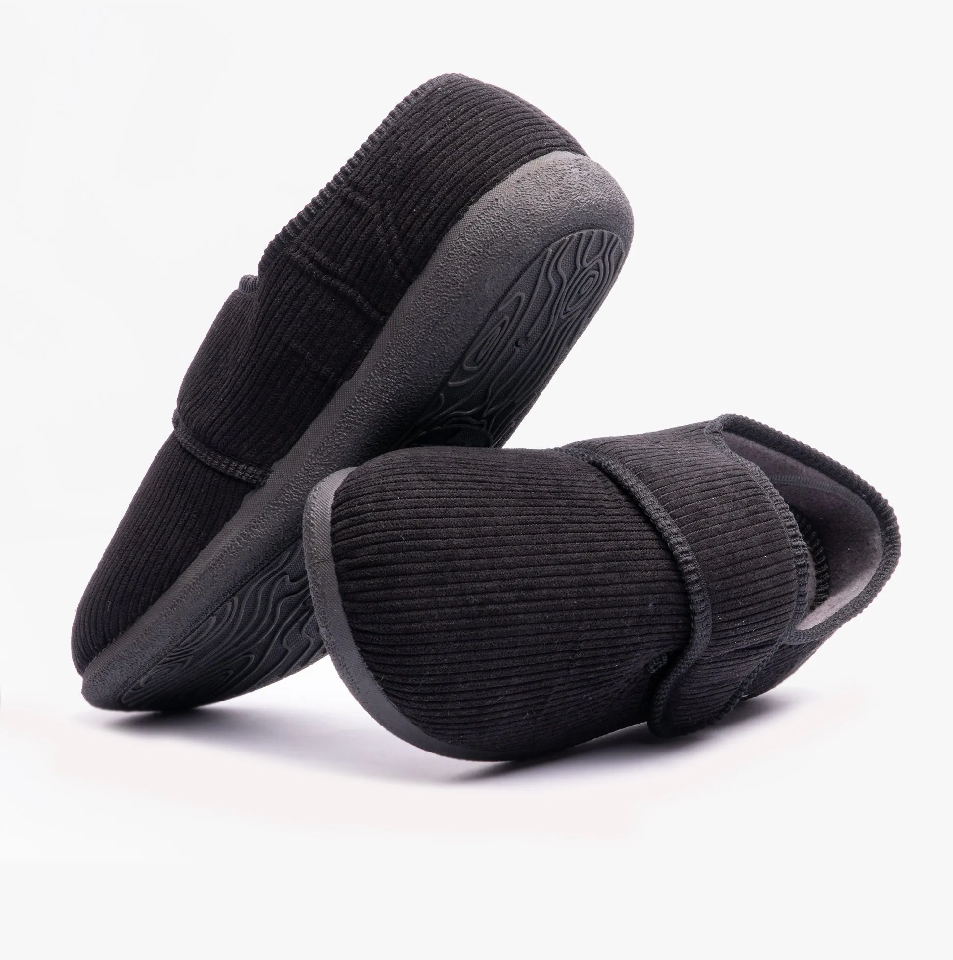 Padders OLIVER Mens Super Wide Touch Fasten Full Slippers Black sold by House of Slippers product image thumbnail 2