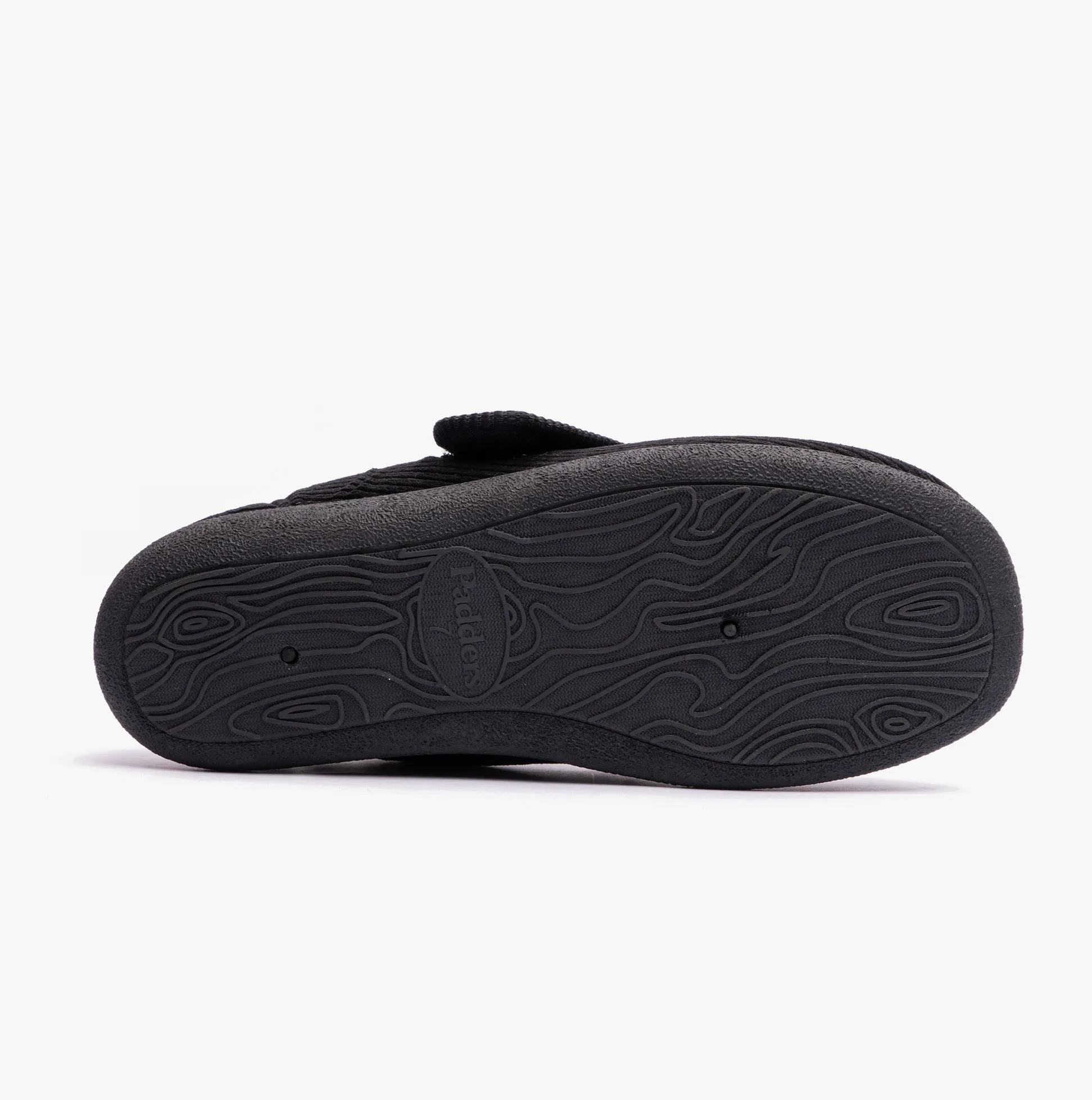 Padders OLIVER Mens Super Wide Touch Fasten Full Slippers Black sold by House of Slippers product image thumbnail 5