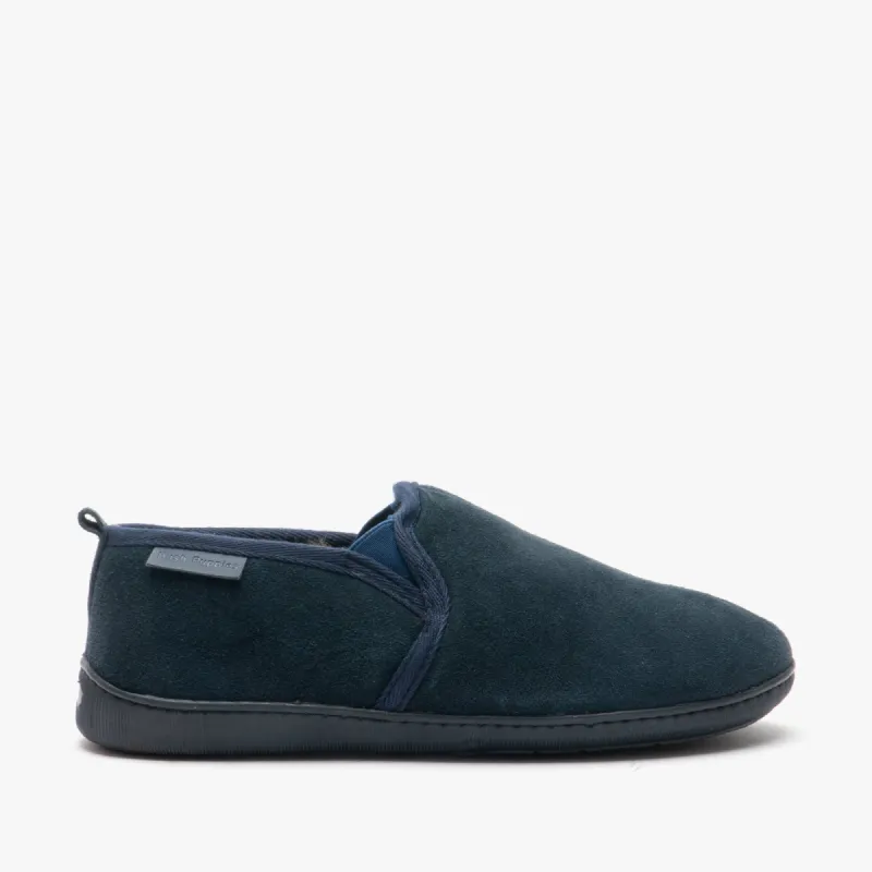Hush Puppies ARNOLD Mens Suede Full Slippers Navy sold by House of Slippers