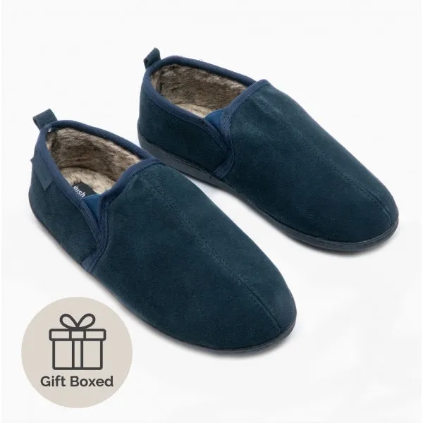 Hush Puppies ARNOLD Mens Suede Full Slippers Navy sold by House of Slippers product image thumbnail 2