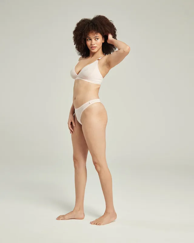 The Sheer Deco Barely There Thong 3 Pack - Blush Pink sold by Nudea