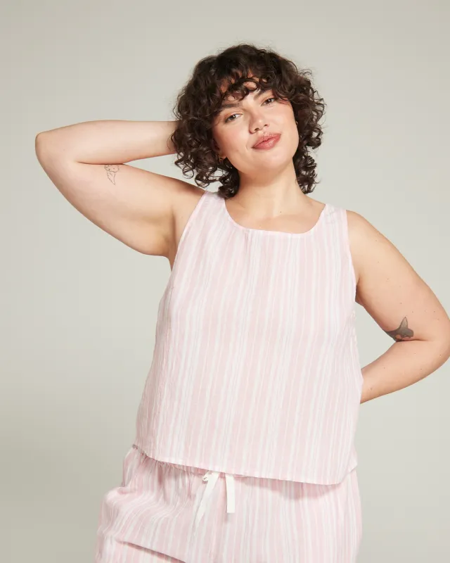 The Tank - Fondant Pink Stripe sold by Nudea
