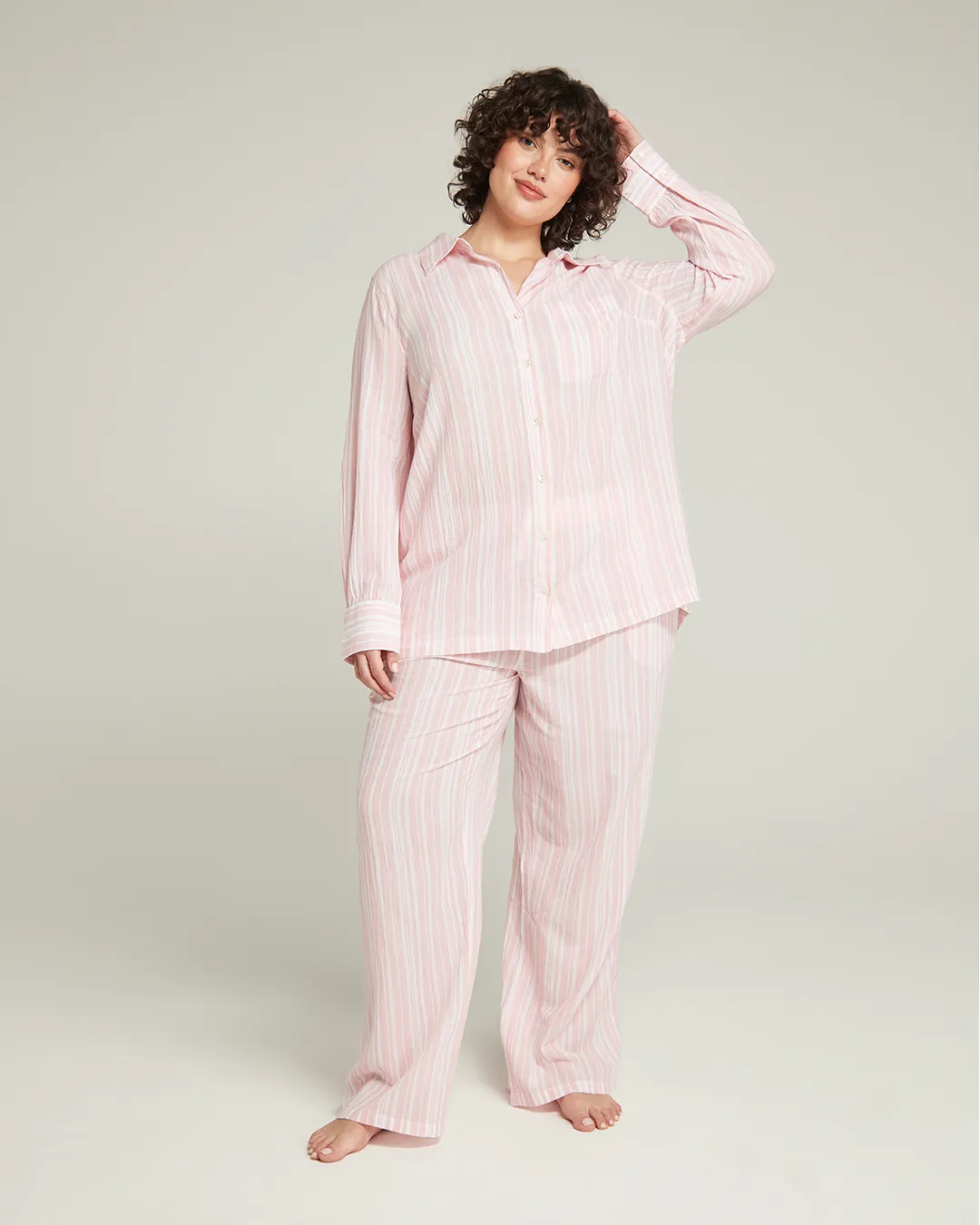 The Midi Shirt - Fondant Pink Stripe sold by Nudea product image thumbnail 4