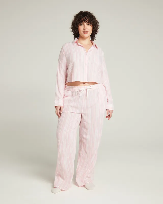 The Cropped Shirt - Fondant Pink Stripe sold by Nudea