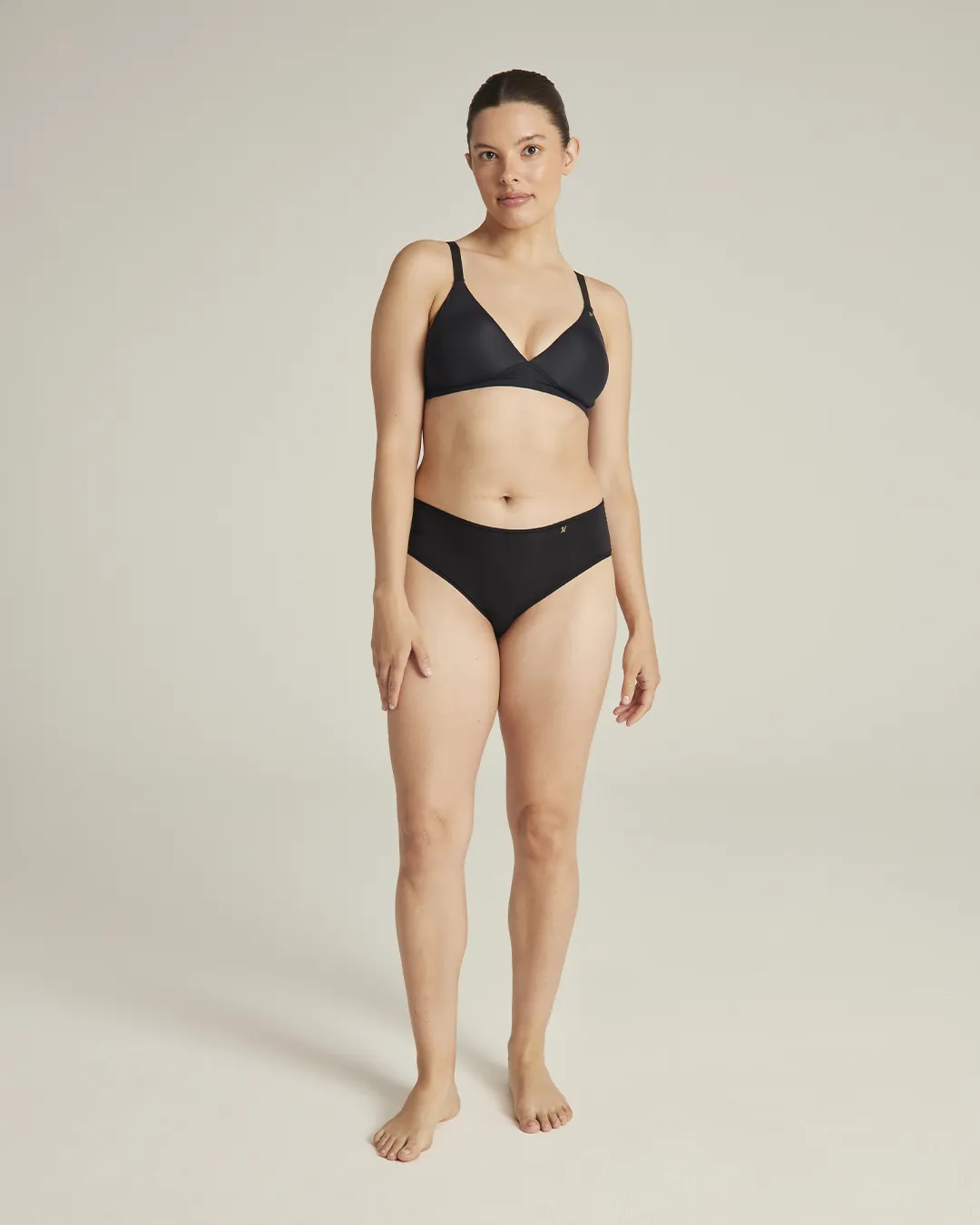 The Stretch Mid Rise Bikini Brief - Black sold by Nudea