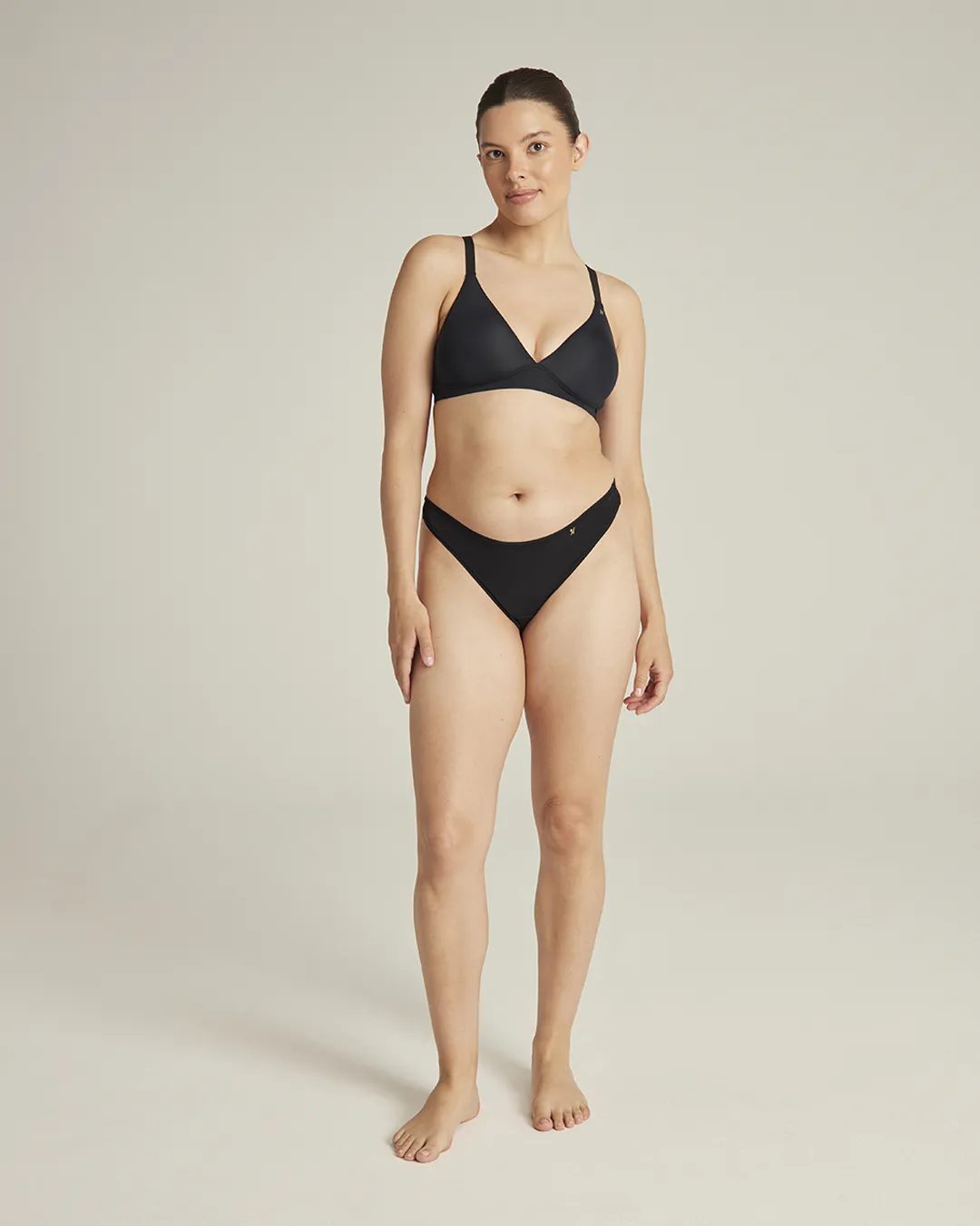 The Stretch Dipped Thong - Black sold by Nudea