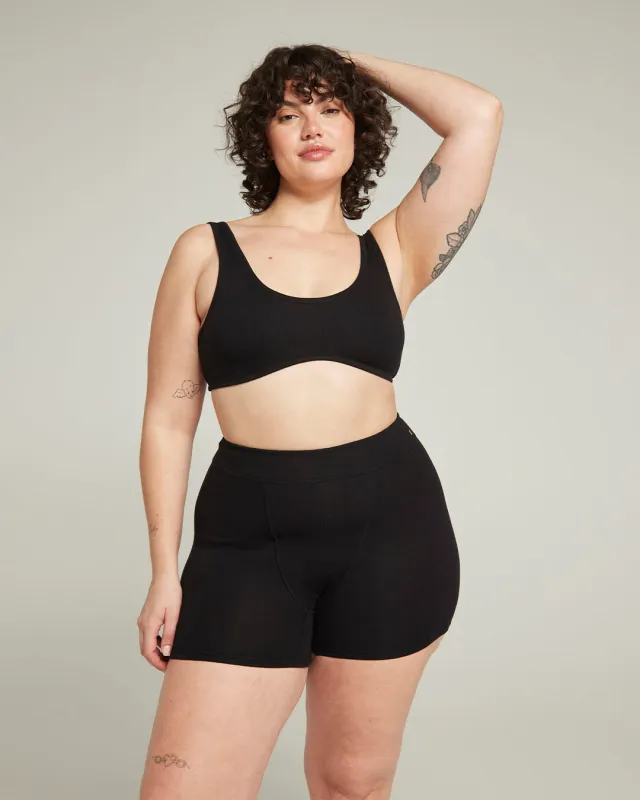 The Organic Cotton Dip Front Bralette - Black sold by Nudea