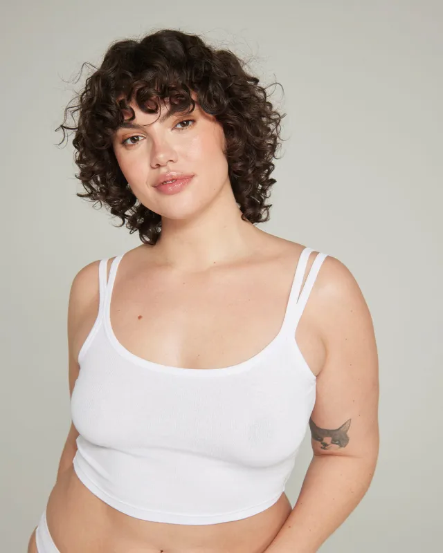 The Organic Cotton Cropped Vest - Cotton White sold by Nudea