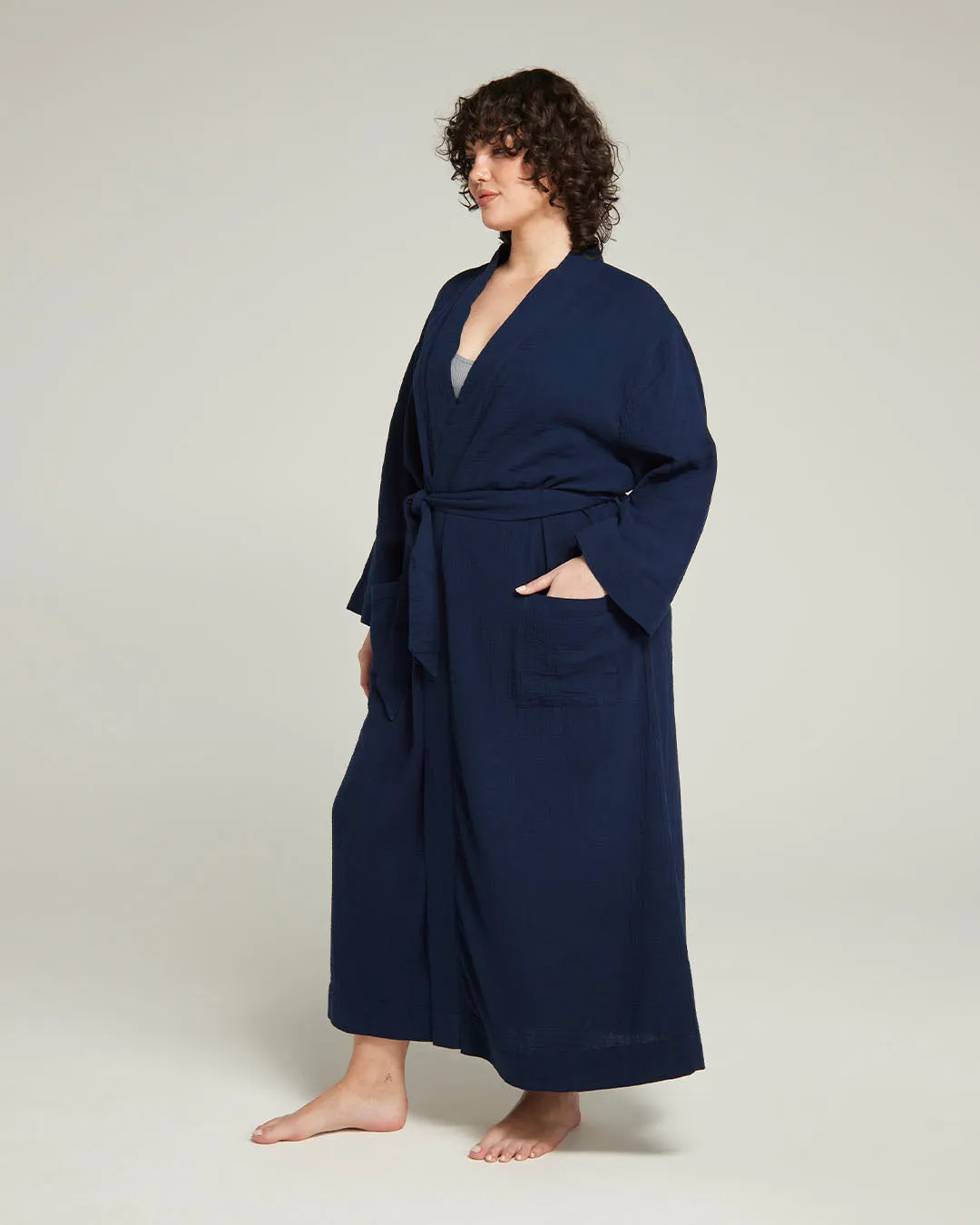 The Classic Belted Robe - Navy sold by Nudea product image thumbnail 4