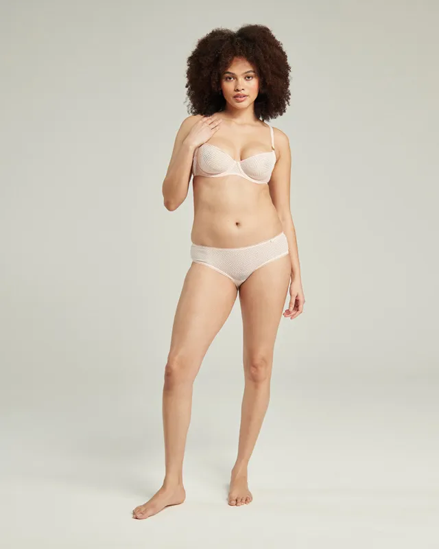 The Sheer Deco Hipster Brief - Blush Pink sold by Nudea