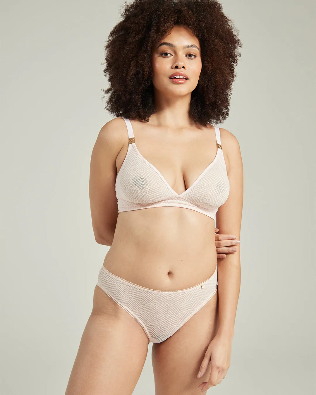 The Sheer Deco Easy Does It Bralette - Blush Pink sold by Nudea