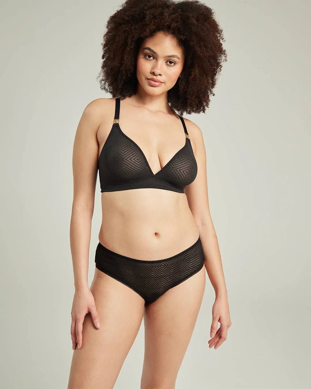 The Sheer Deco Easy Does It Bralette - Black sold by Nudea