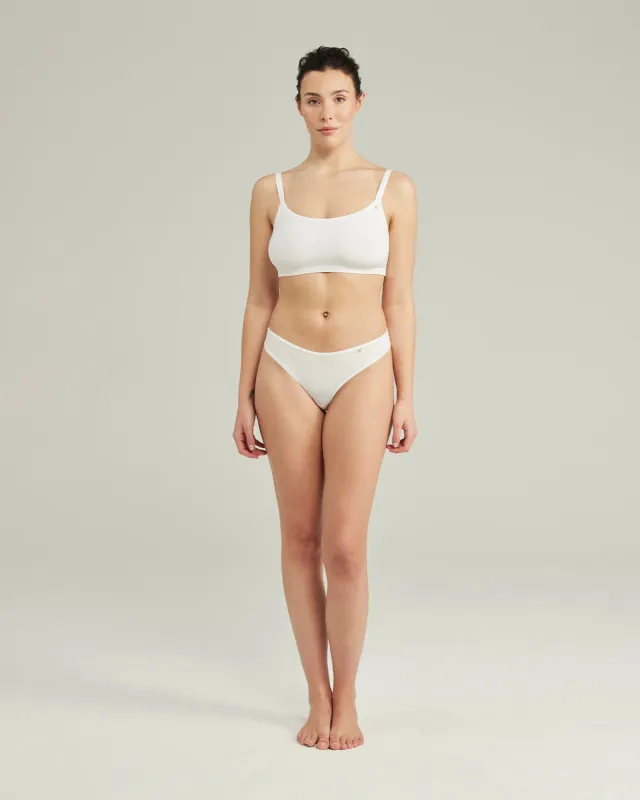 The Stretch Dipped Thong - Cotton White sold by Nudea