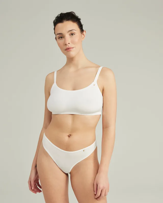 The Stretch Scoop Neck Bralette - Cotton White sold by Nudea