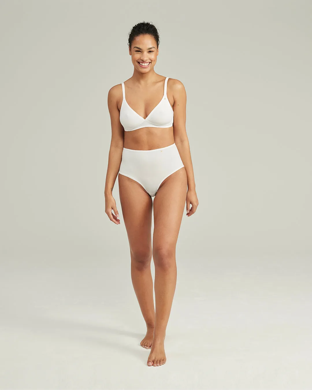 The Stretch High Waisted Brief - Cotton White sold by Nudea