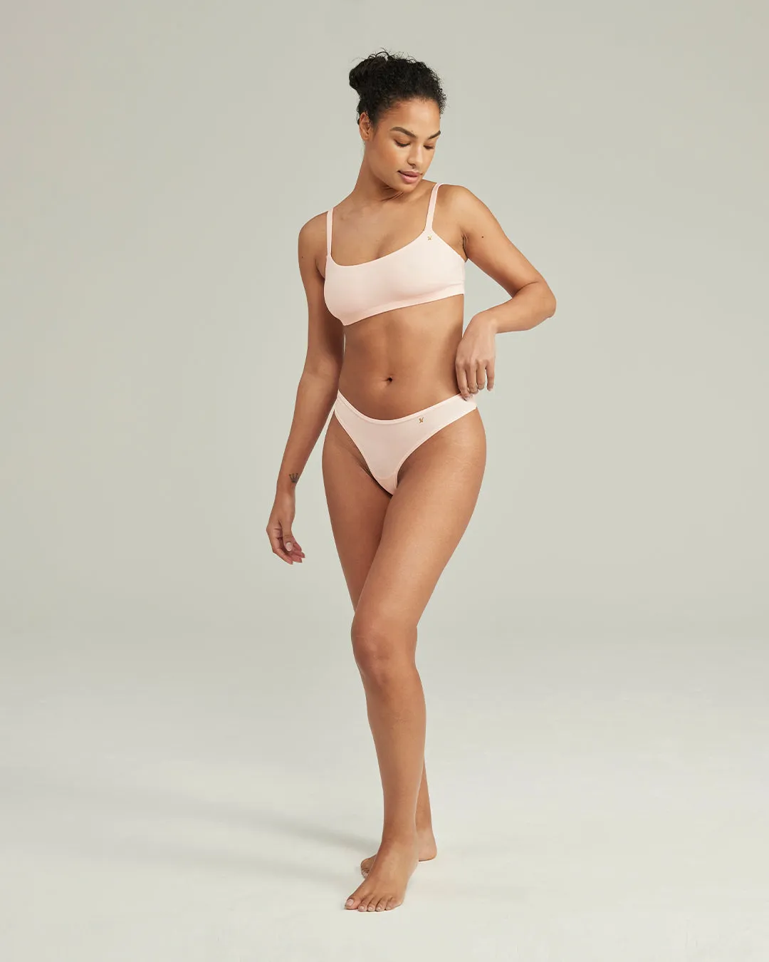 The Stretch Dipped Thong - Blush Pink sold by Nudea