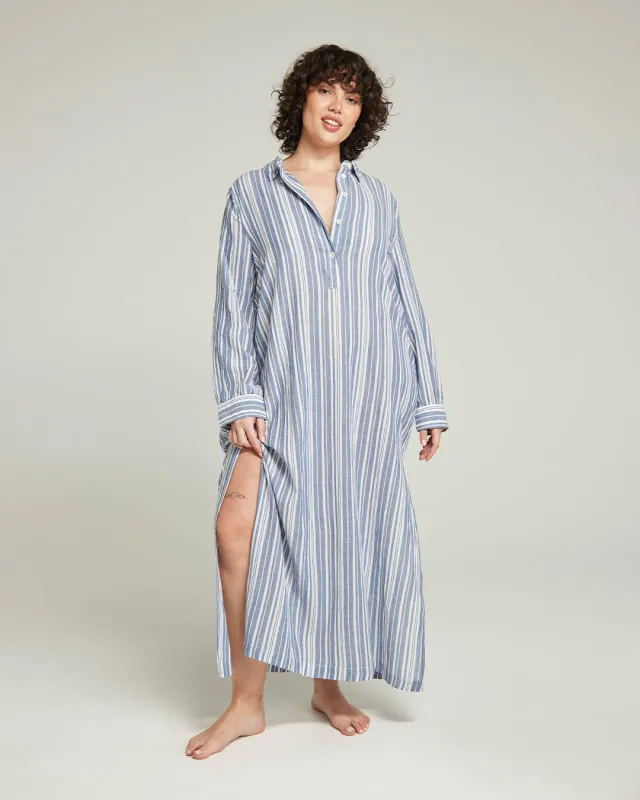 The Maxi Shirt - French Navy Stripe made by Nudea