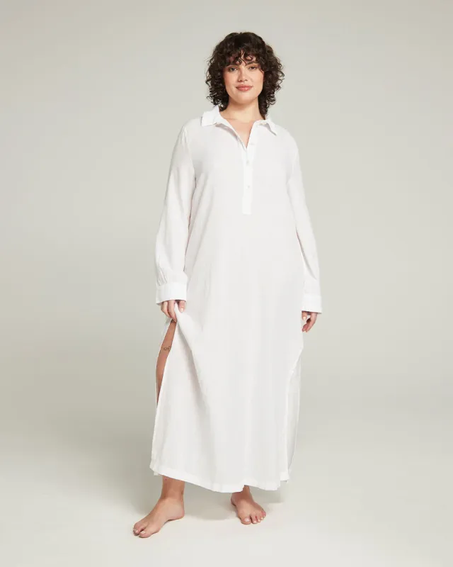 The Maxi Shirt - Cotton White sold by Nudea