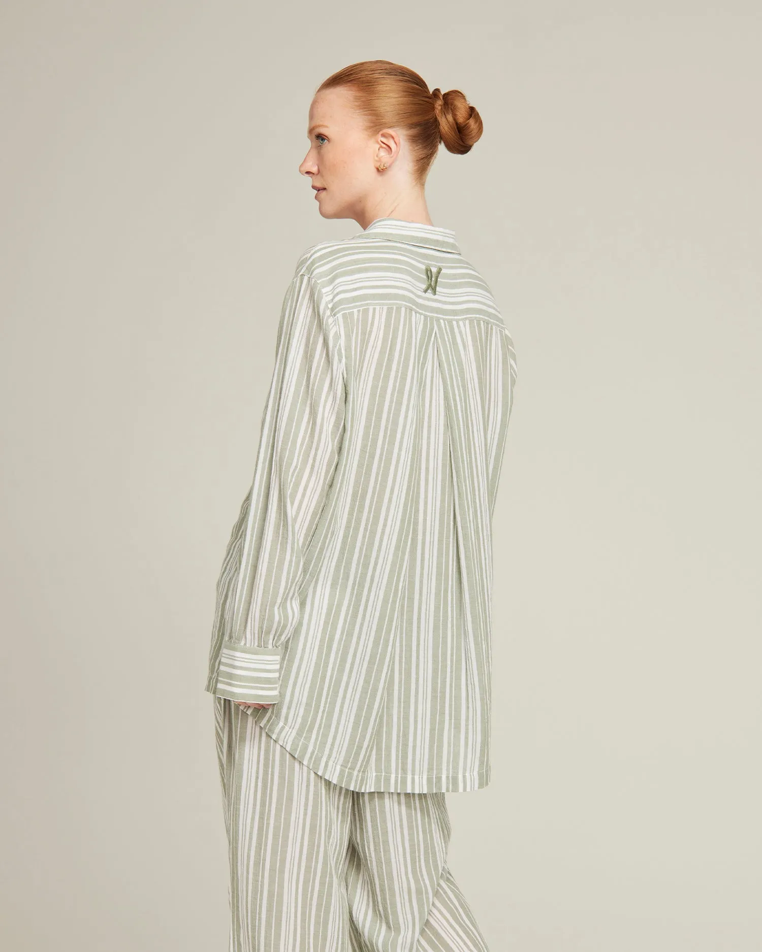 The Midi Shirt -Sage Stripe sold by Nudea product image thumbnail 3