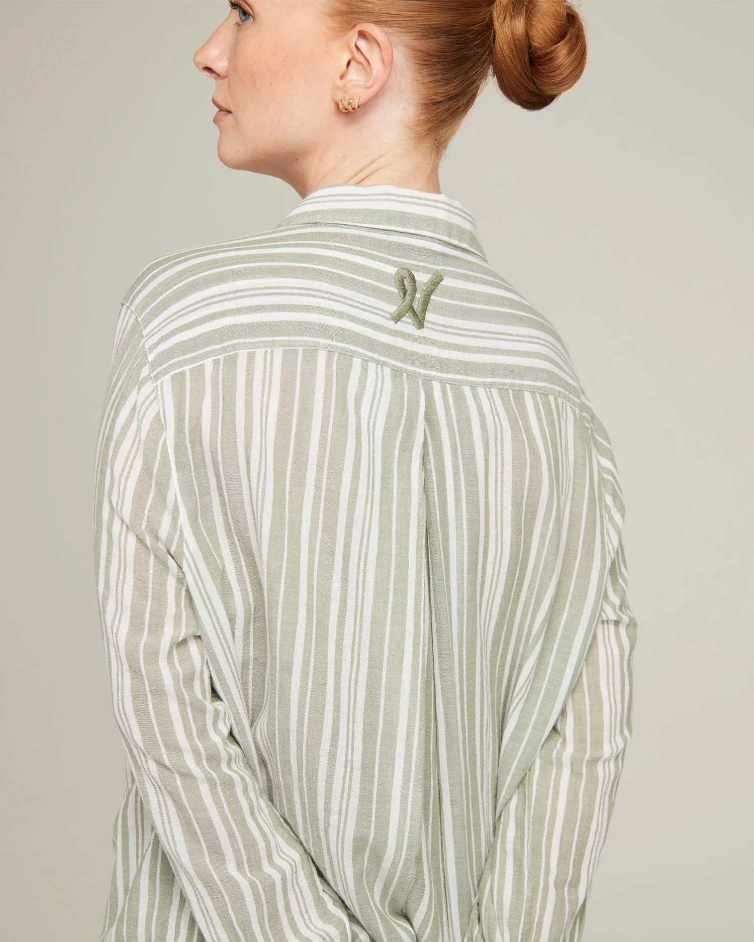 The Midi Shirt -Sage Stripe sold by Nudea product image thumbnail 2